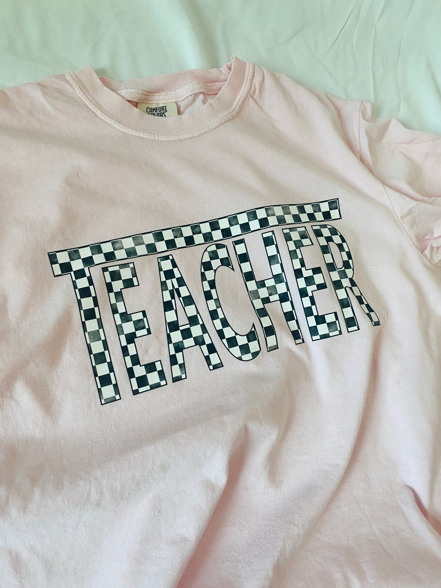 Checkered Teacher Short Sleeve T-Shirt